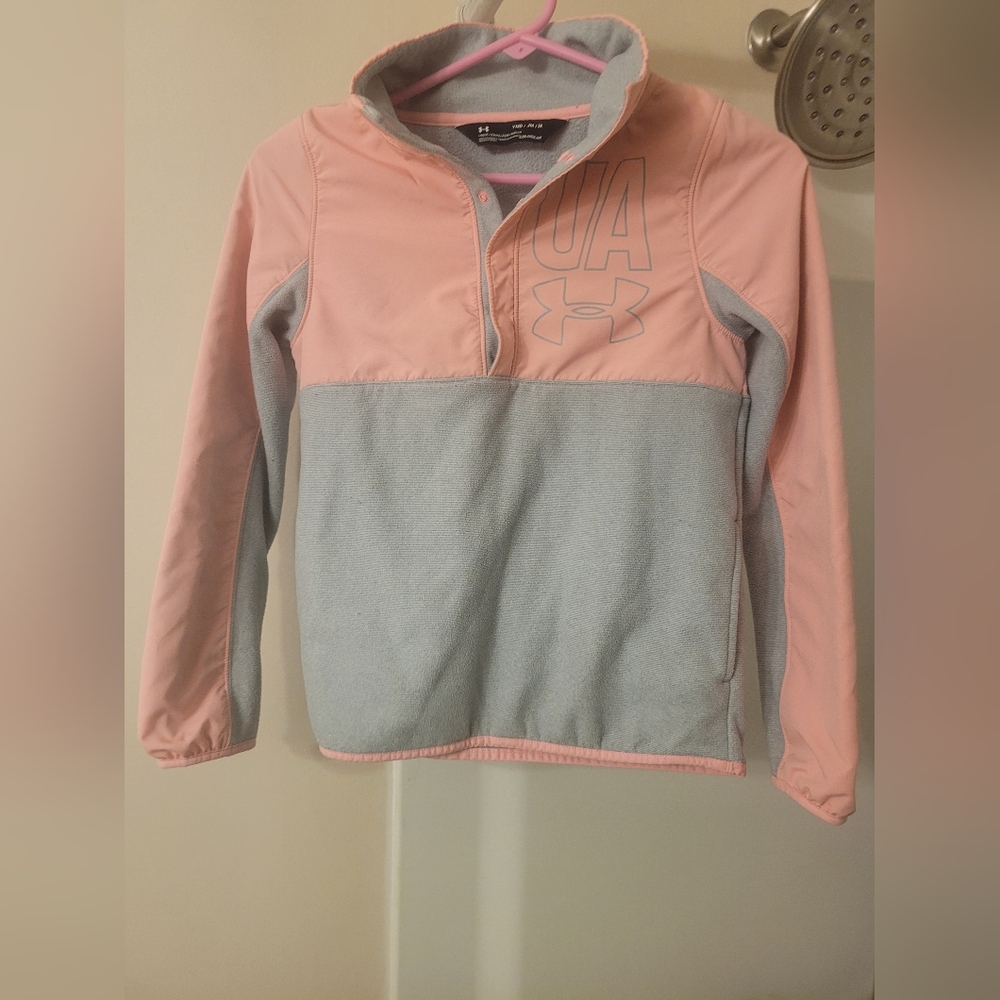 Under Armour Kids Pink and Gray Pullover